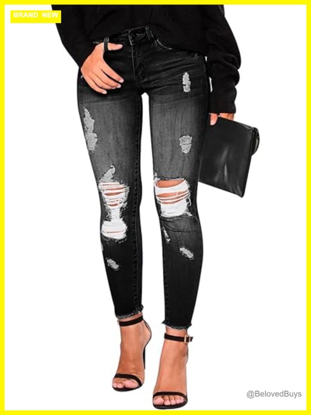 Skinny Distressed Ripped Stretchy Denim Jeans